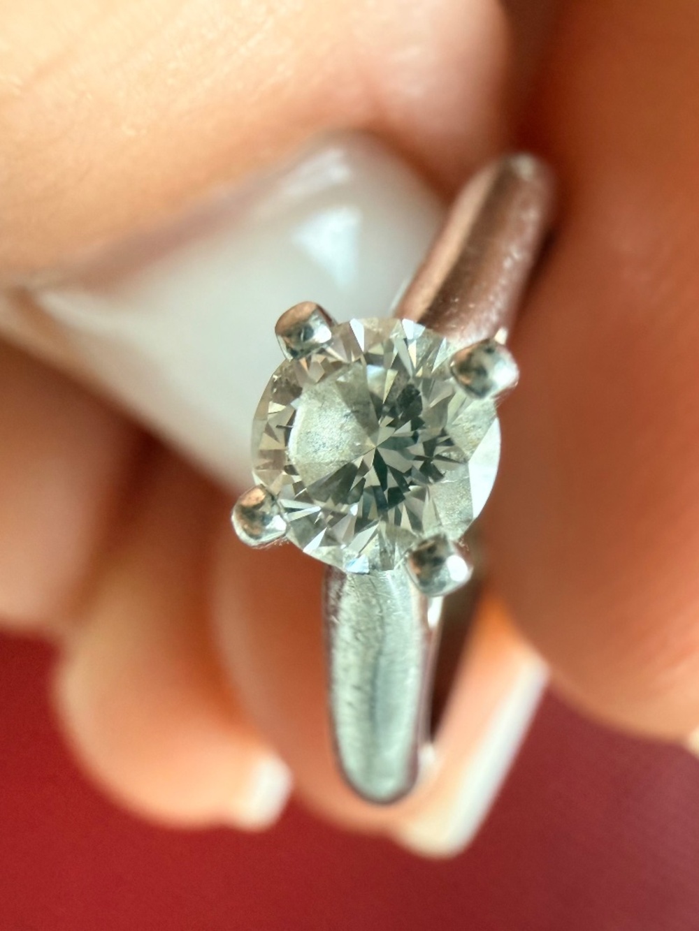 1895 Solitaire Diamond Engagement Ring Platinum Size 46 (3.75)